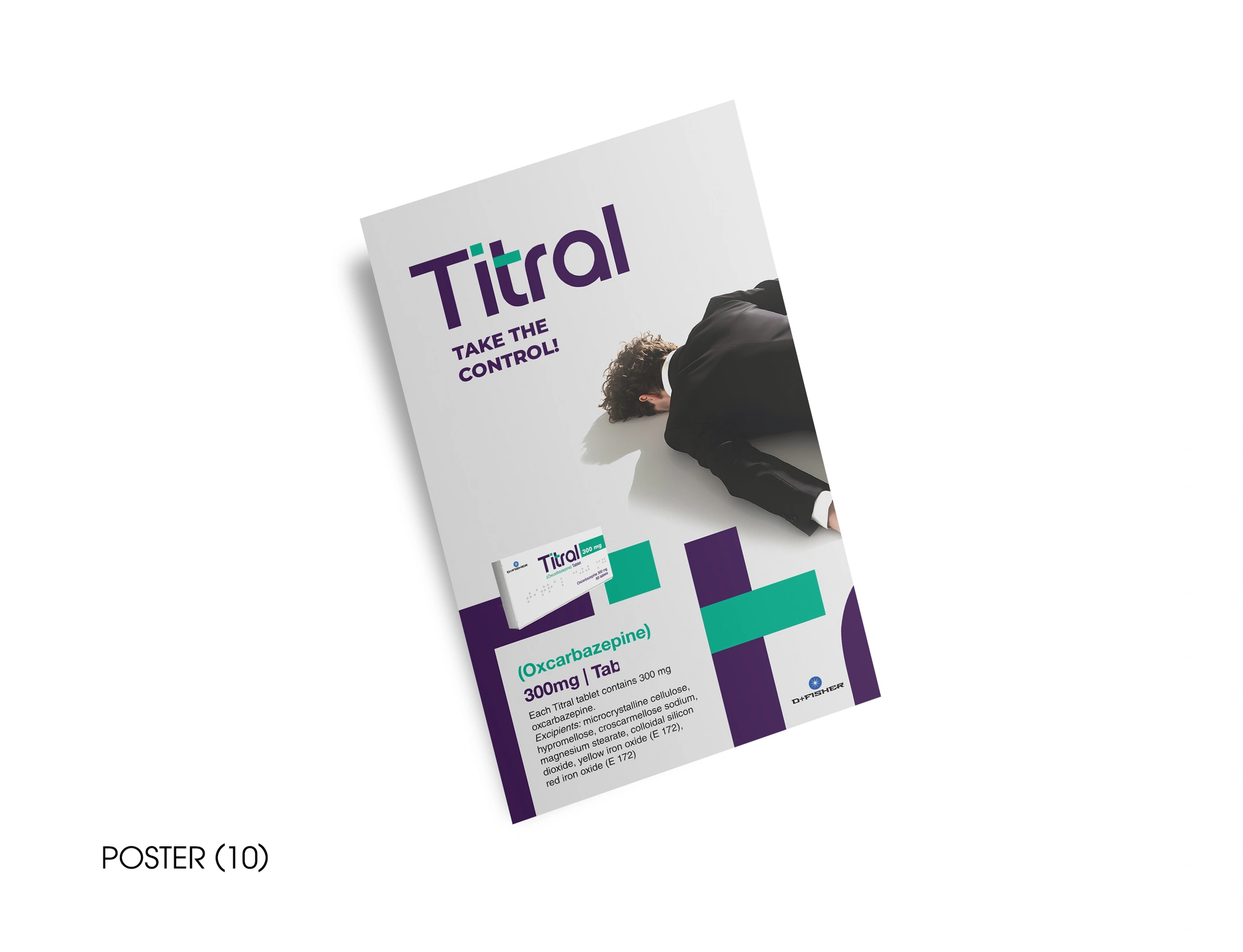 Titral notebook poster combining a photograph with large purple and green graphic elements