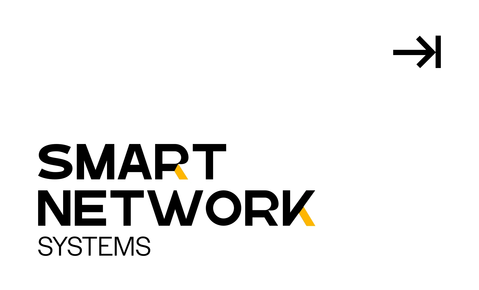 Smart Network Systems wordmark in black with small yellow accents and a forward arrow symbol
